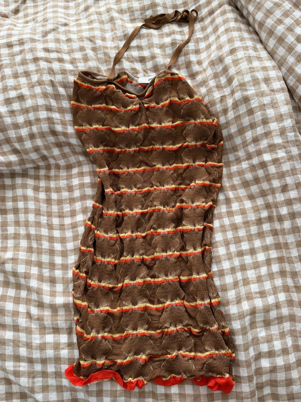 Gimaguas Brown Striped Halter dress